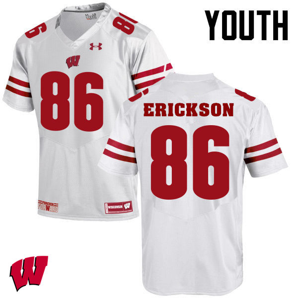 Wisconsin Badgers Youth #86 Alex Erickson NCAA Under Armour Authentic White College Stitched Football Jersey SG40M30PO